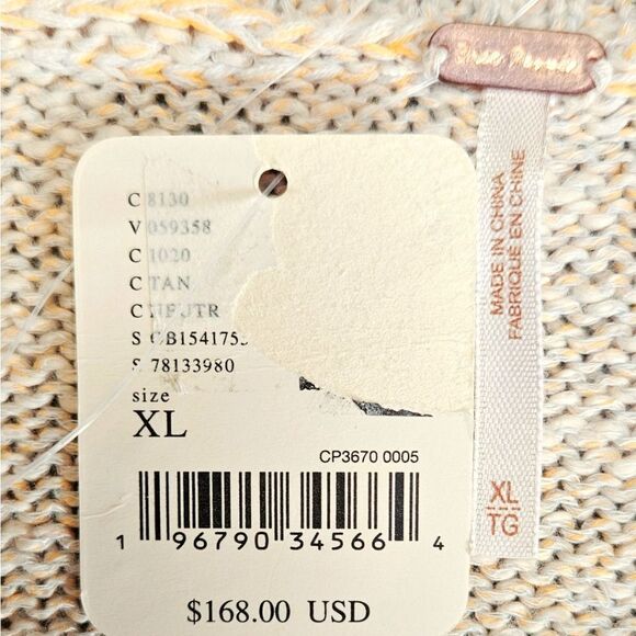 💥Free People XL Zip Front Cable Knit Sweater Mini Dress Beige Boho Cozy Chic - Picture 12 of 15